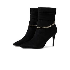 Marc Fisher Black Heeled Boots with Gold Chain